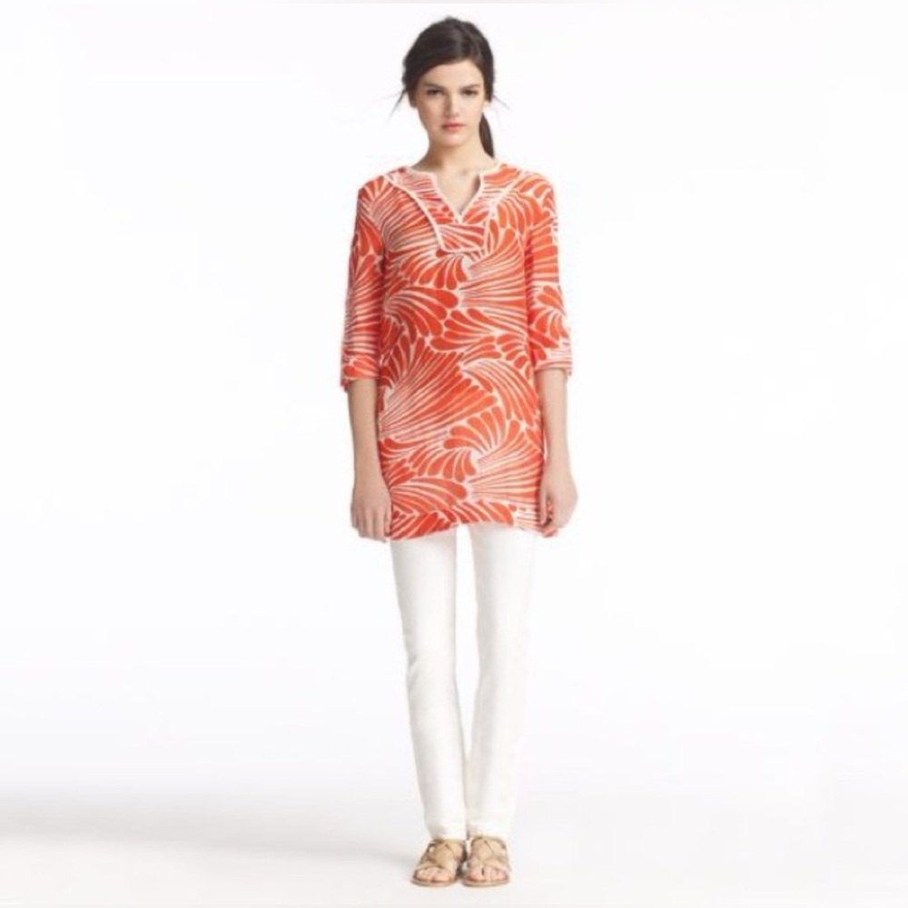 Kate Spade Gwen orange and white tunic top